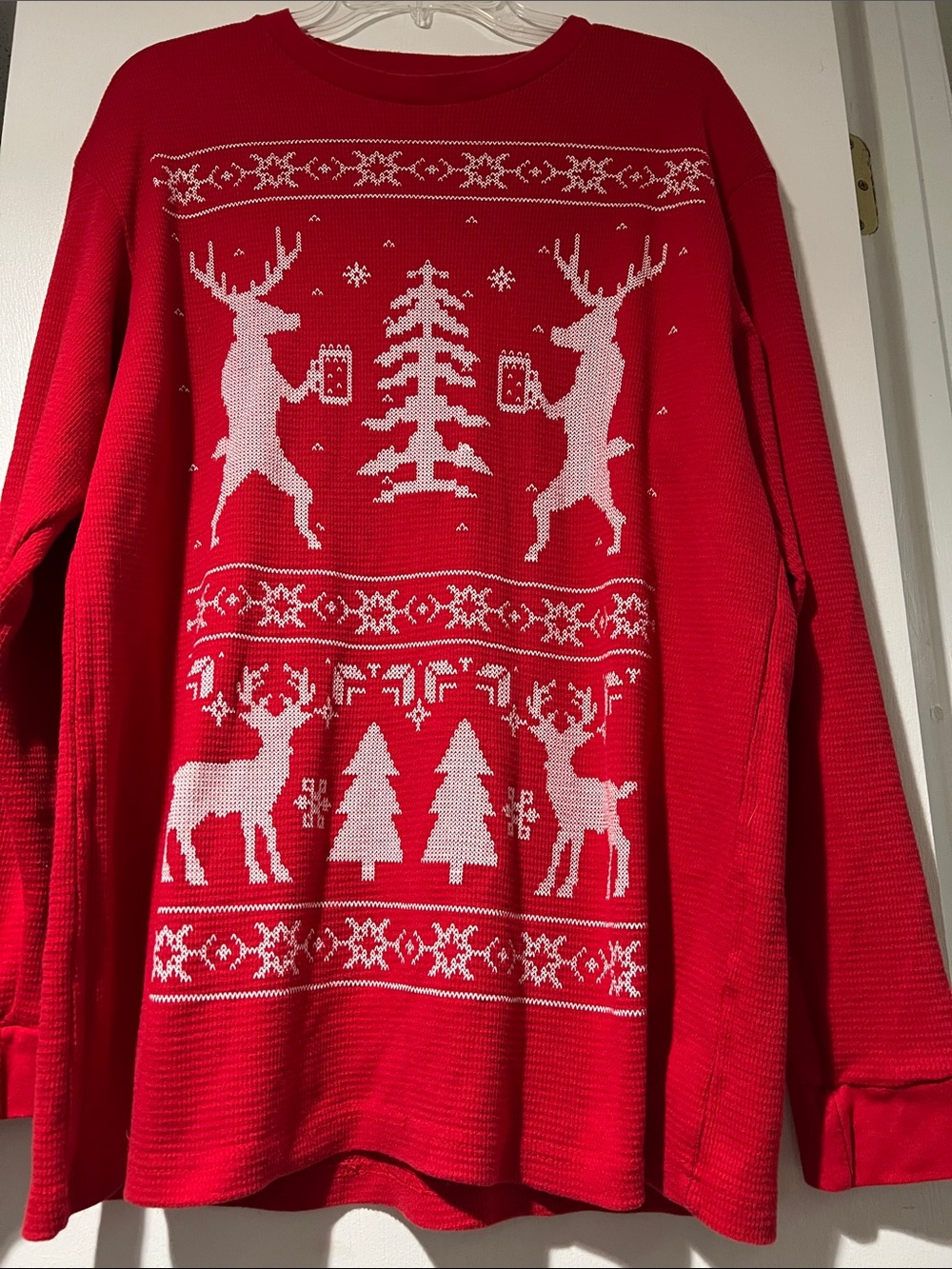 Red Holiday Reindeer Sleep Lounge Pajama Shirt - Men's Size XL